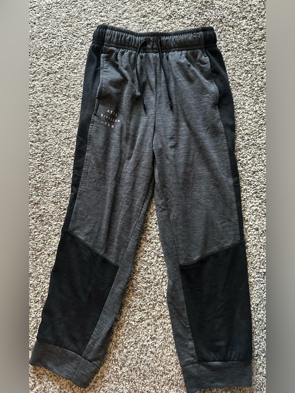 Boys Gray & Black Athletic Jogger Pants - Drawstring Waist